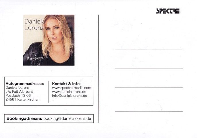 Autogramm Schlager | Daniela LORENZ | 2018 "Herzfrequenz" (Spectre)