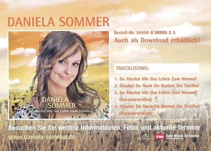 Autogramm Schlager | Daniela SOMMER | 2009 "Du Machst Mir Das Leben Zum Himmel" (EMI)
