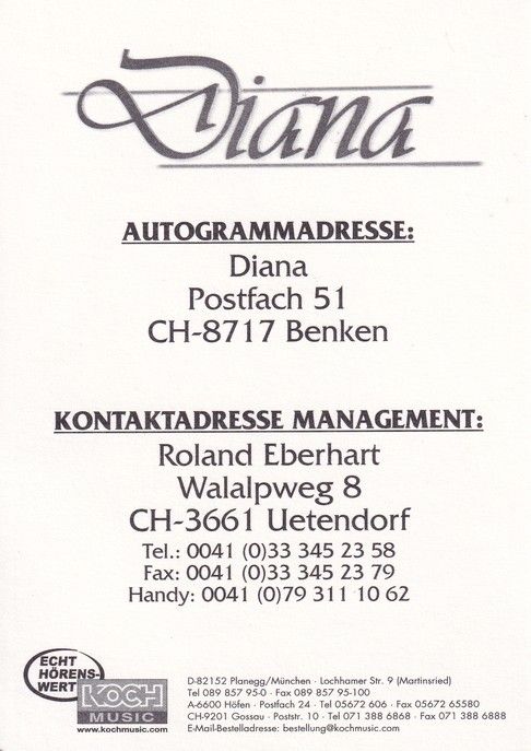 Autogramm Volksmusik | DIANA | 2000er (Portrait Color) Koch