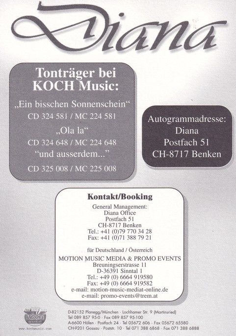 Autogramm Volksmusik | DIANA | 2002 "Und Ausserdem" (Koch)