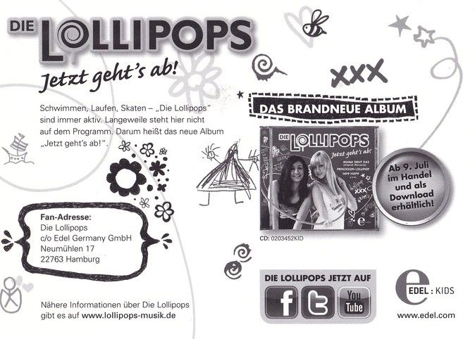Autogramme Pop | DIE LOLLIPOPS | 2010 "Jetzt Geht´s Ab" (Edel)