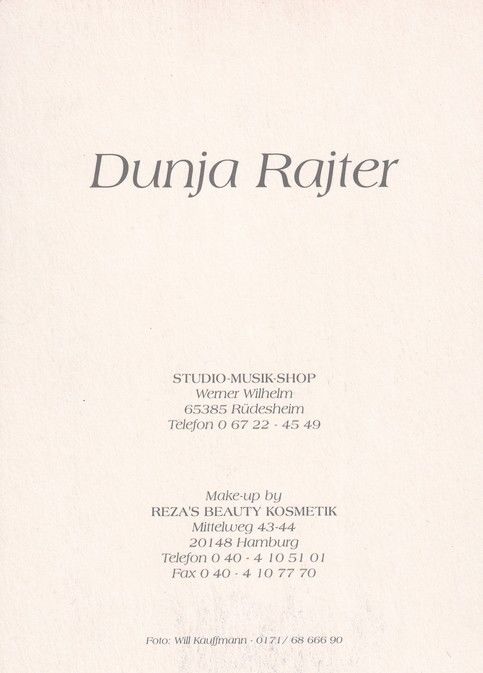 Autogramm Schlager | Dunja RAJTER | 1990er (Portrait Color) Kauffmann