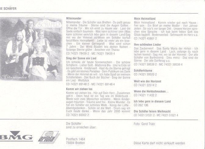 Autogramme Volksmusik | DIE SCHÄFER | 2000 "Miteinander" (BMG Ariola)