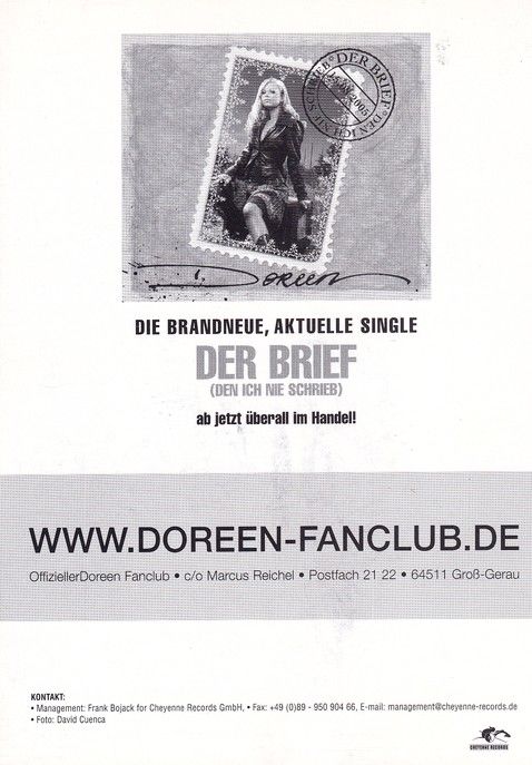 Autogramm Pop | DOREEN | 2005 "Der Brief Den Ich Nie Schrieb" (Portrait Color)