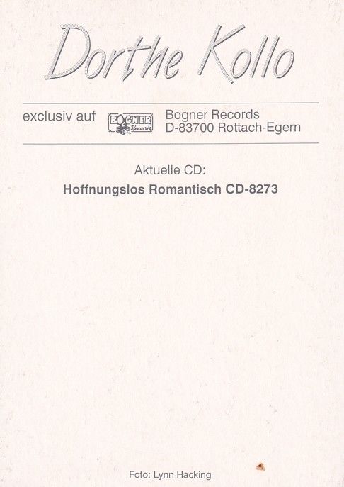 Autogramm Schlager | Dorthe KOLLO | 1998 "Hoffnungslos Romantisch" (Bogner)