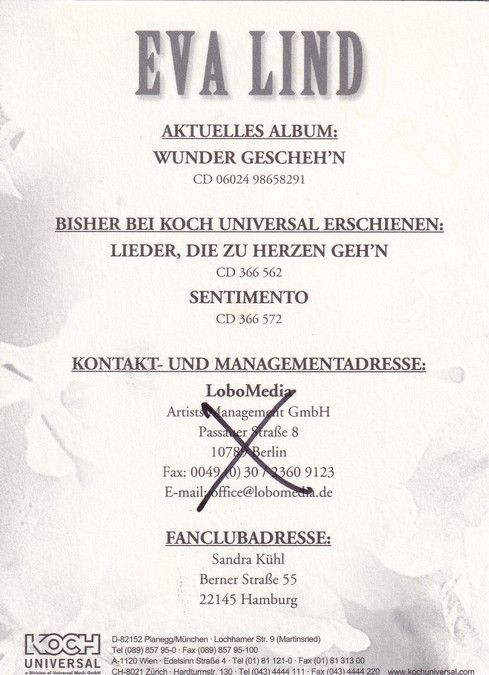 Autogramm Klassik | Eva LIND | 2003 "Wunder Geschehn" (Portrait Color) Koch