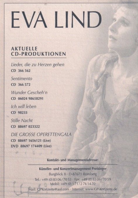 Autogramm Klassik | Eva LIND | 2007 "Die Grosse Operettengala"