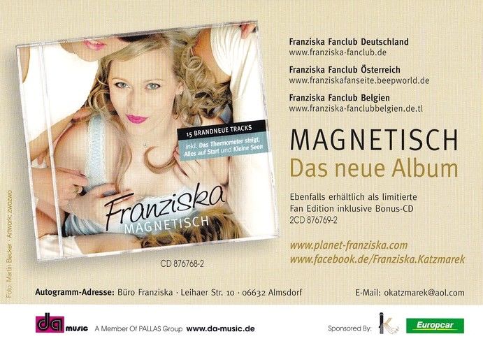 Autogramm Schlager | FRANZISKA | 2015 "Magnetisch" (DA Music)
