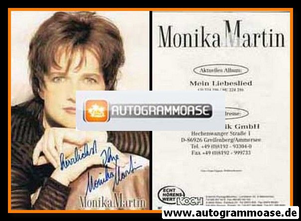 Autogramm Schlager | Monika MARTIN | 2000 "Mein Liebeslied" (Portrait Color) Koch