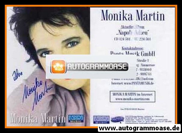 Autogramm Schlager | Monika MARTIN | 2001 "Napoli Adieu" (Koch)