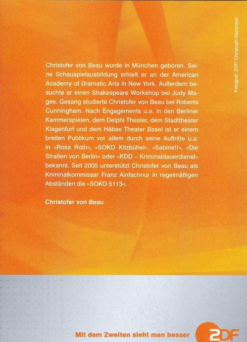 Autogramm TV | ARD | Christofer VON BEAU | 2010er "SOKO 5113" (Dammast)