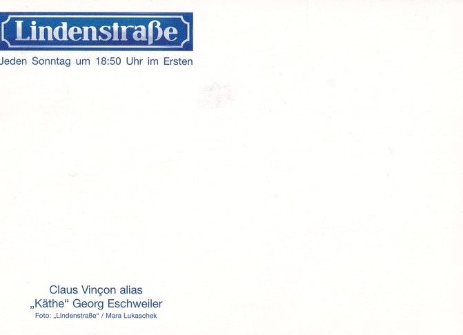 Autogramm TV | ARD | Claus VINCON | 2000er "Lindenstrasse" (Lukaschek) Collage