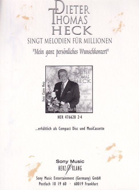 Autogramm TV | Dieter Thomas HECK | 1994 "Mein Ganz Persönliches Wunschkonzert" (Portrait Color Sony)