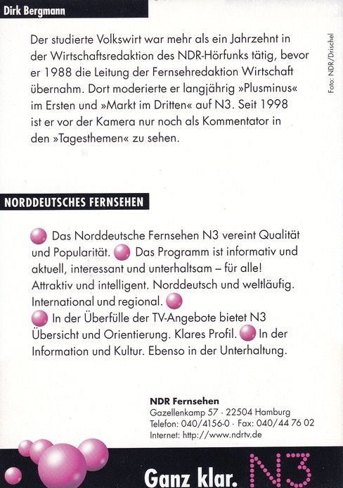 Autogramm TV | N3 | Dirk BERGMANN | 1990er (Portrait Color) Drischel