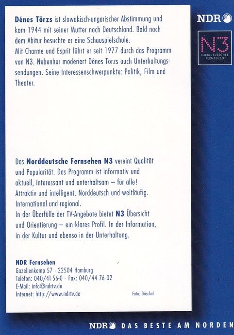 Autogramm TV | N3 | Denes TÖRZS | 1990er (Portrait Color) Drischel