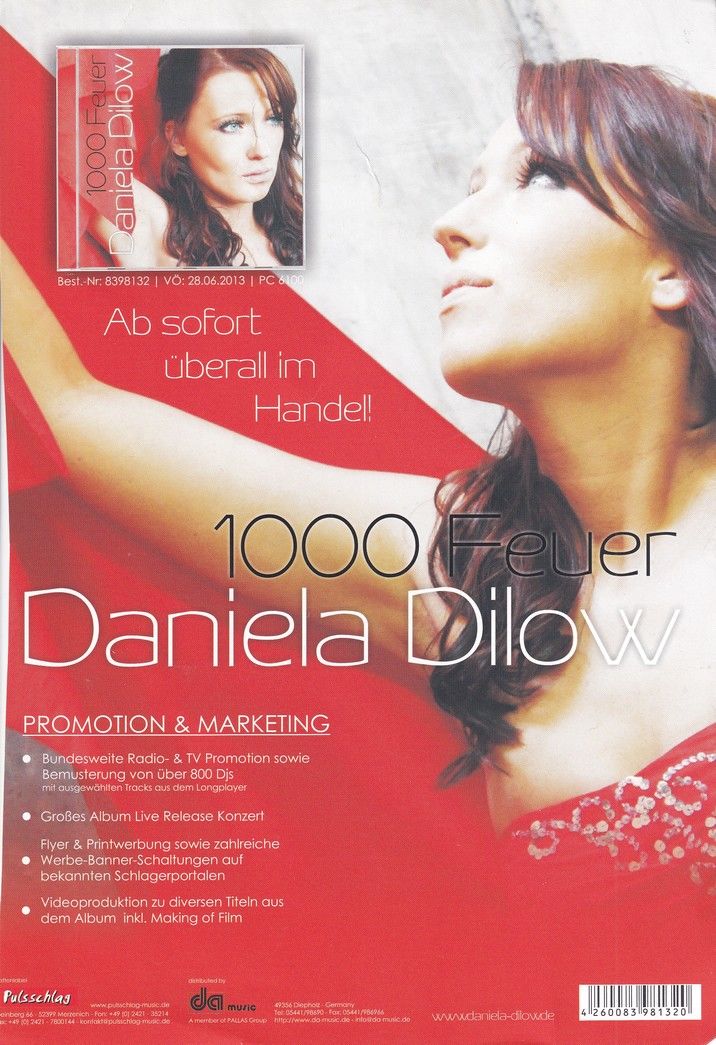 Autogramm Schlager | Daniela DILOW | 2013 "1000 Feuer" (DA Music) XL