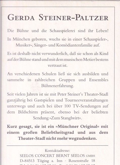 Autogramm Schauspieler | Gerda STEINER-PALTZER | 1990er (Portrait Color) Seelos