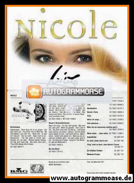 Autogramm Schlager | NICOLE | 2001 "Kaleidoskop" (Portrait Color BMG)
