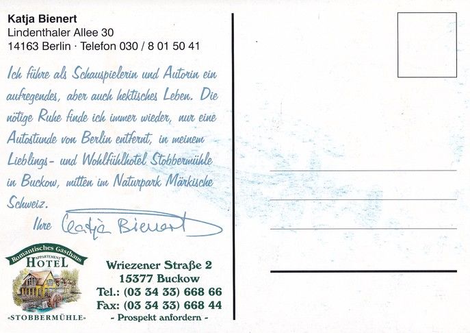 Autogramm Schauspieler | Katja BIENERT | 1990er (Collage Color) Stobbermühle