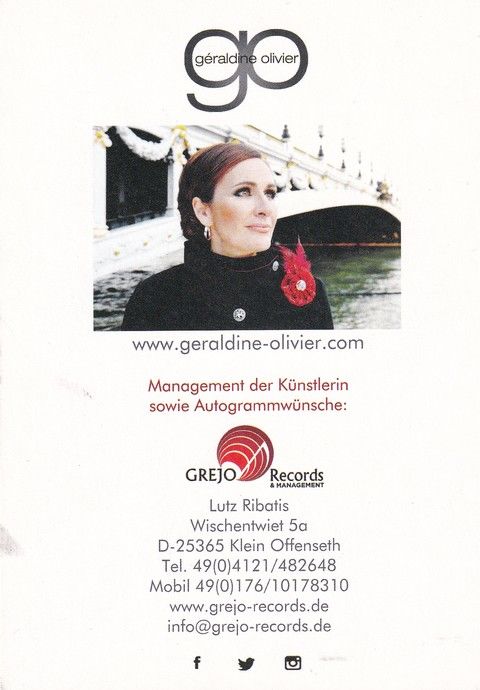 Autogramm Schlager | Geraldine OLIVIER | 2015 "Escapade" (Grejo)