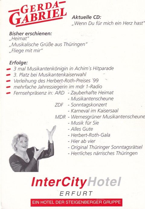 Autogramm Volksmusik | Gerda GABRIEL | 2000 "Wenn Du Für Mich Ein Herz Hast" (InterCity)