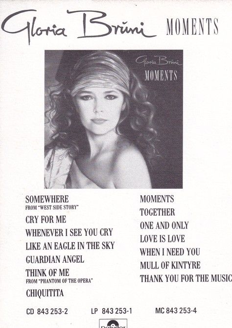 Autogramm Pop / Klassik | Gloria BRUNI | 1990 "Moments" (Portrait Color) Polydor
