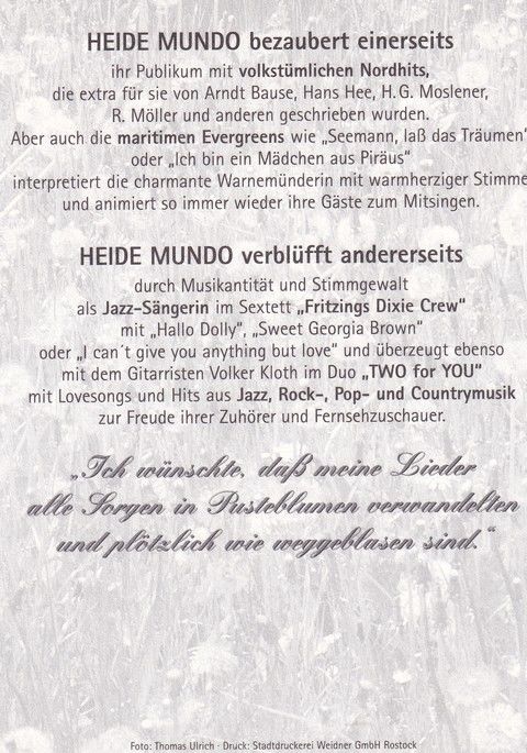 Autogramm Volksmusik | Heide MUNDO | 2000er (Portrait Color) Ulrich