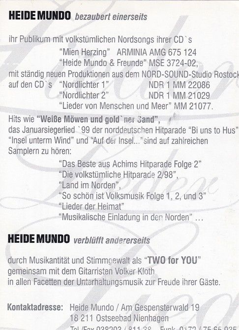 Autogramm Volksmusik | Heide MUNDO | 2000er (Portrait Color) Diskografie