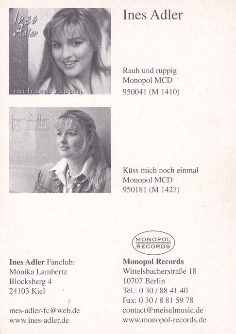 Autogramm Schlager | Ines ADLER | 2004 "Küss Mich Noch Einmal" (Monopol)