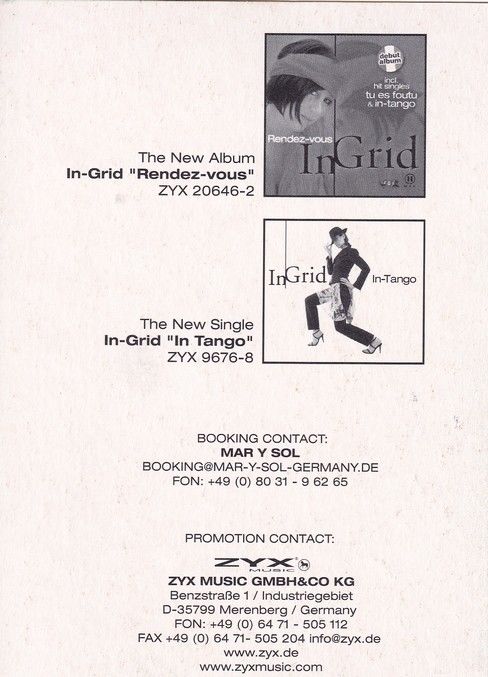 Autogramm Pop (Italien) | IN-GRID | 2003 "Rendez-vous" (ZYX)