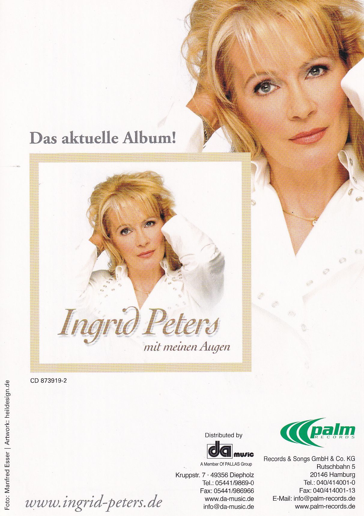 Autogramm Schlager | Ingrid PETERS | 2005 "Mit Meinen Augen" (DA Palm)