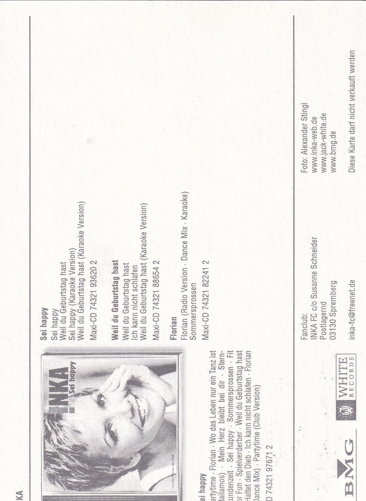 Autogramm Schlager | INKA Bause | 2002 "Sei Happy" (White BMG)