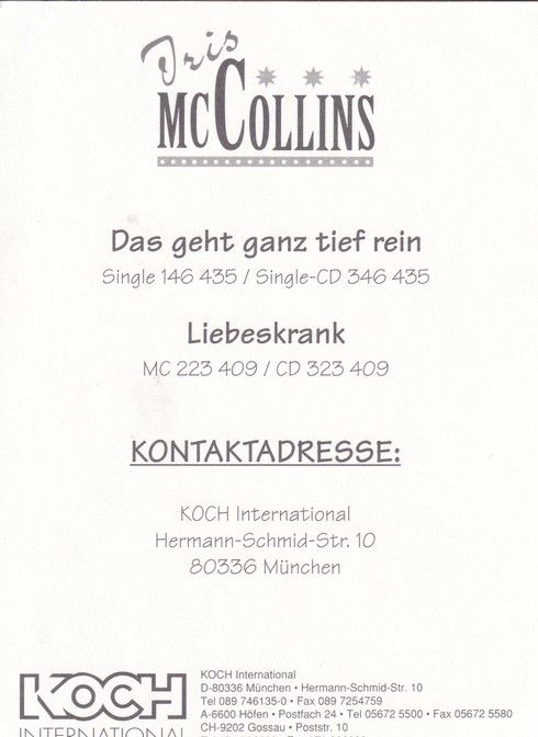Autogramm Country | Iris McCOLLINS | 2004 "Liebeskrank" (Koch)