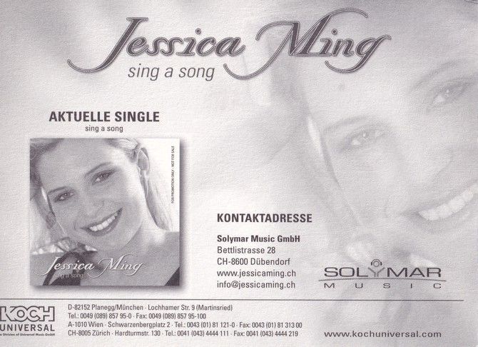 Autogramm Schlager | Jessica MING | 2006 "Sing A Song" (Koch)