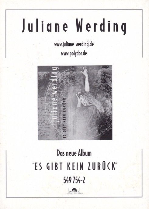 Autogramm Pop | Juliane WERDING | 2001 "Es Gibt Kein Zurück" (Portrait Color Polydor)