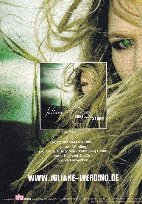 Autogramm Pop | Juliane WERDING | 2008 "Ruhe Vor Dem Sturm" (Portrait Color DA)