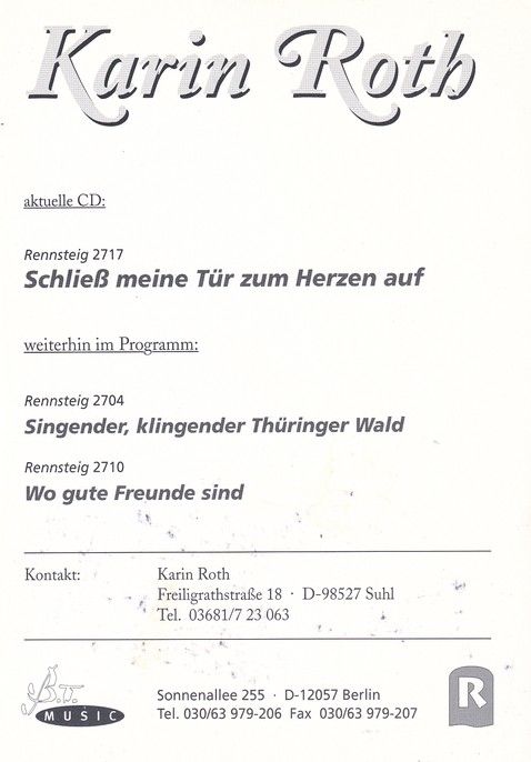 Autogramm Volksmusik | Karin ROTH | 2000er "Schliess Meine Tür" (BTM)