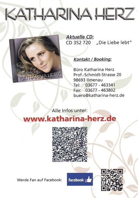 Autogramm Schlager | Katharina HERZ | 2011 "Die Liebe Lebt"