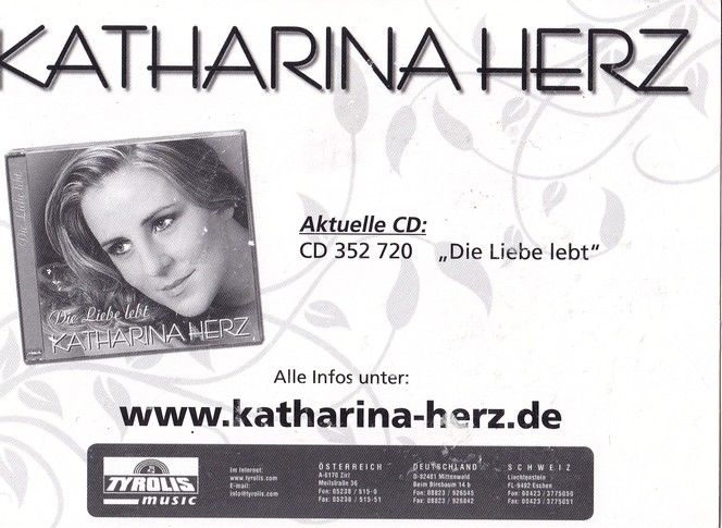 Autogramm Schlager | Katharina HERZ | 2011 "Die Liebe Lebt" (Tyrolis)