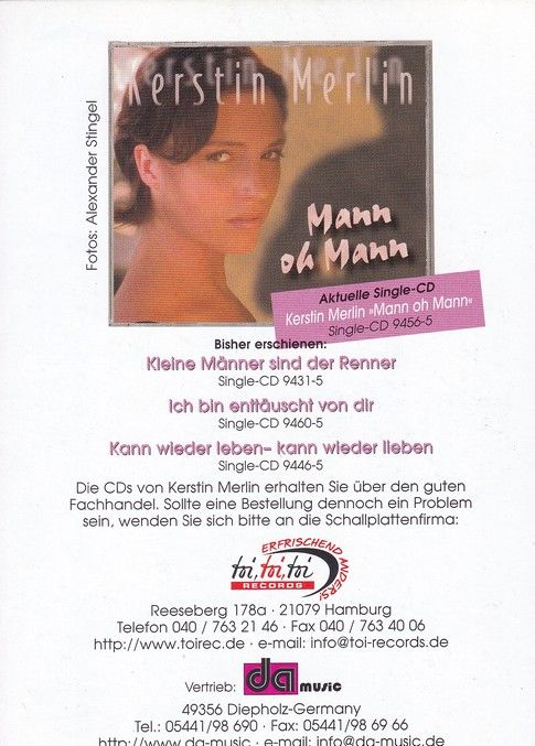 Autogramm Schlager | Kerstin MERLIN | 2000 "Mann Oh Mann" (Toi DA)