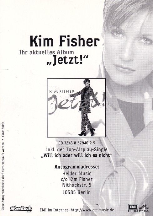 Autogramm Schlager | Kim FISHER | 1997 "Jetzt!" (EMI)
