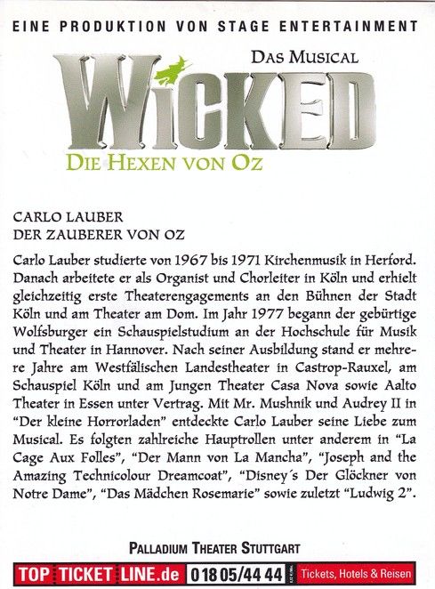 Autogramm Musical | Carlo LAUBER | 2007 "Wicked - Hexen Von Oz" (Spielszene Color)