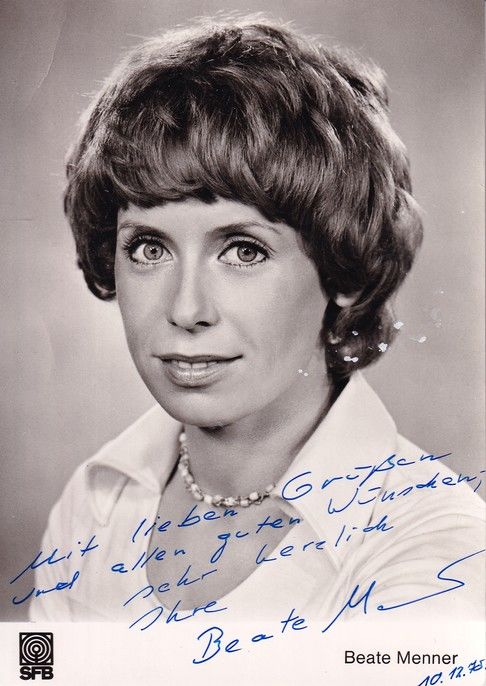 Autogramm TV | SFB | Beate MENNER | 1970er (Portrait SW) Eckert