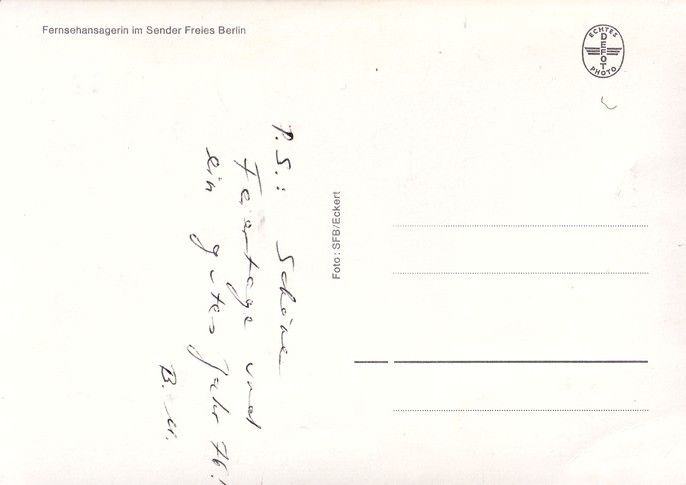 Autogramm TV | SFB | Beate MENNER | 1970er (Portrait SW) Eckert