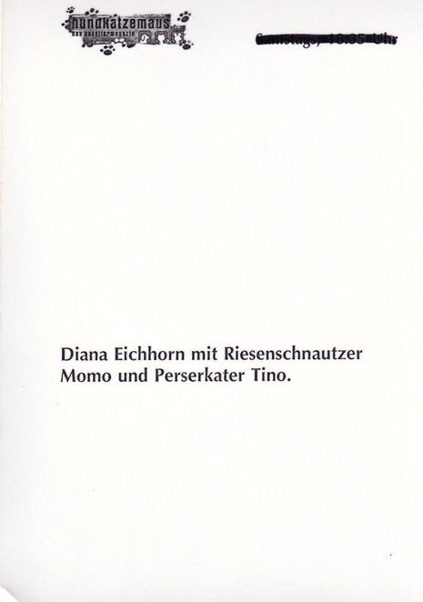Autogramm TV | VOX | Diana EICHHORN | 2000er "Hundkatzemaus" 2