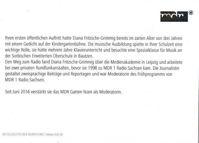 Autogramm TV | MDR | Diana FRITZSCHE-GRIMMIG | 2010er (Portrait Color) 