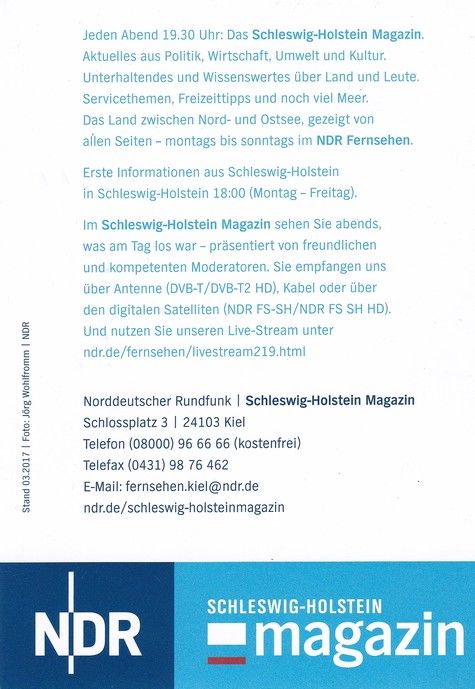 Autogramm TV | NDR | Eva DIEDERICH | 2017 "Schleswig-Holstein Magazin" (Wohlfromm)