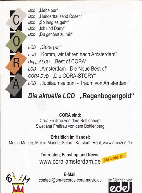 Autogramme Pop | CORA | 2009 "Regenbogengold" (Portrait Color BM)