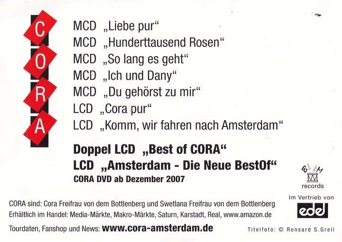 Autogramme Pop | CORA | 2007 "Best Of Amsterdam" (BM Edel)