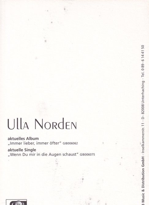 Autogramm Schlager | Ulla NORDEN | 1997 "Immer Lieber Immer Öfter" (GIB)